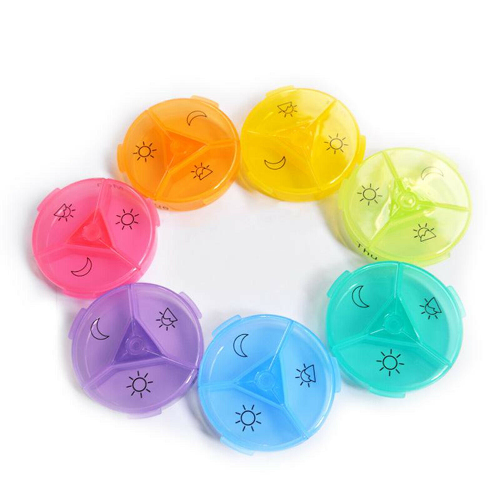 Weekly Round Organizer Pill 7 Day 3 Times A Day Case Containers