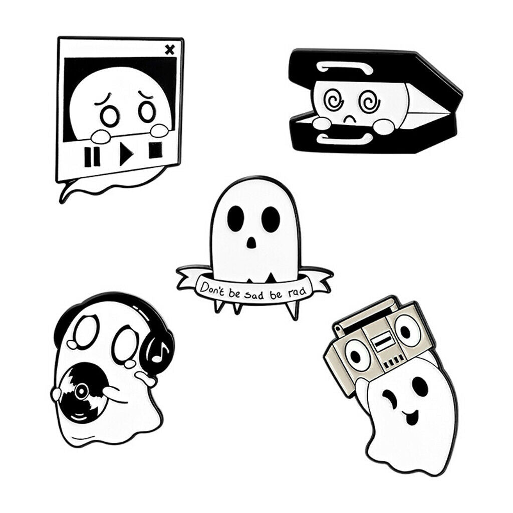 Set of 5 Halloween Ghost Brooch Pins Set for Women Men Clothes Jeans Decor
