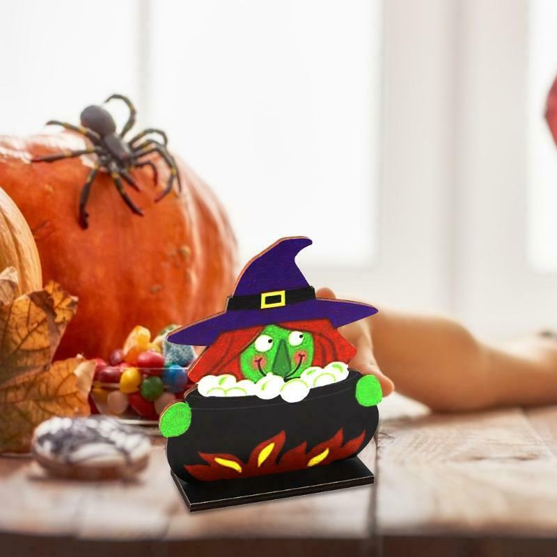 Evil Witch Halloween Wooden Desktop Ornaments Creative Decor for Home Indoor