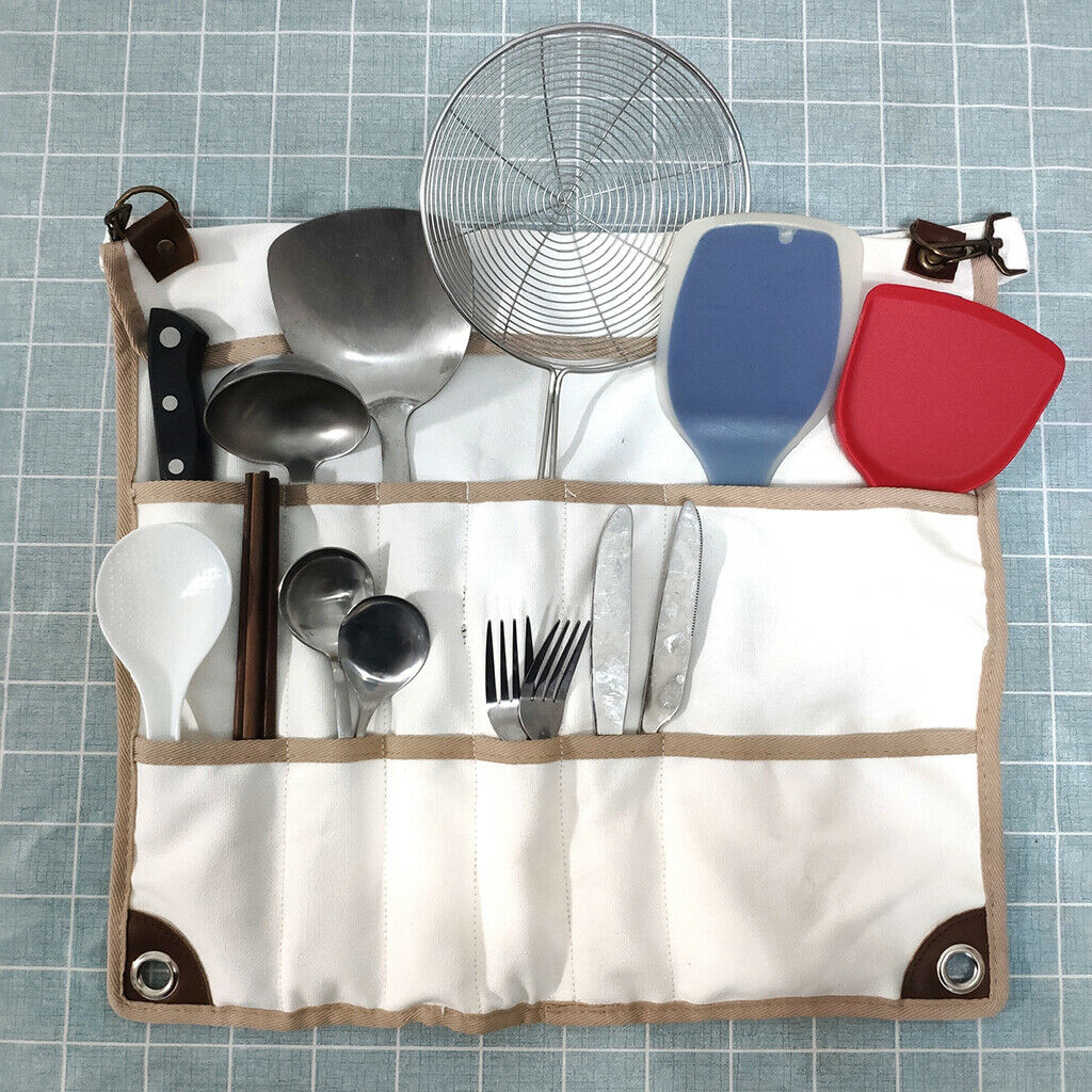 Camping Tableware Canvas Storage Bag BBQ Outdoor Utensil Organizer Neatly