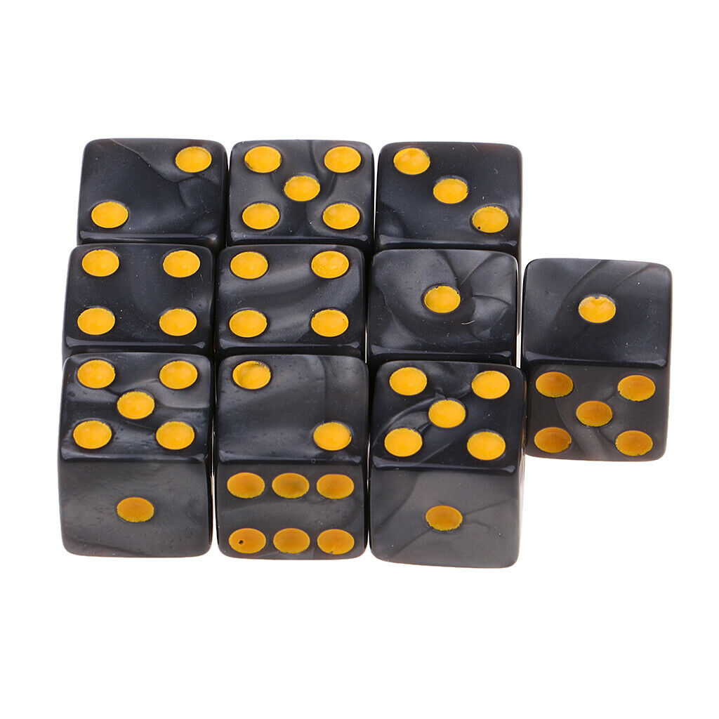 10Pcs Gray Square Six Sided D6 Dice Toys Dotted for MTG TRPG DND Play Gift