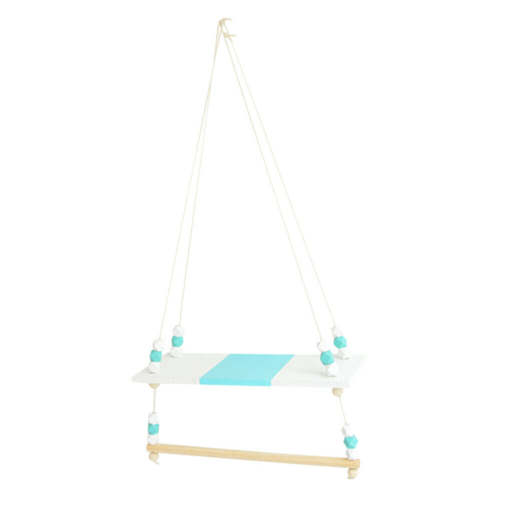 Wooden Handicraft Pine Single-layer Partition Shelf + Clothes Hanger Green