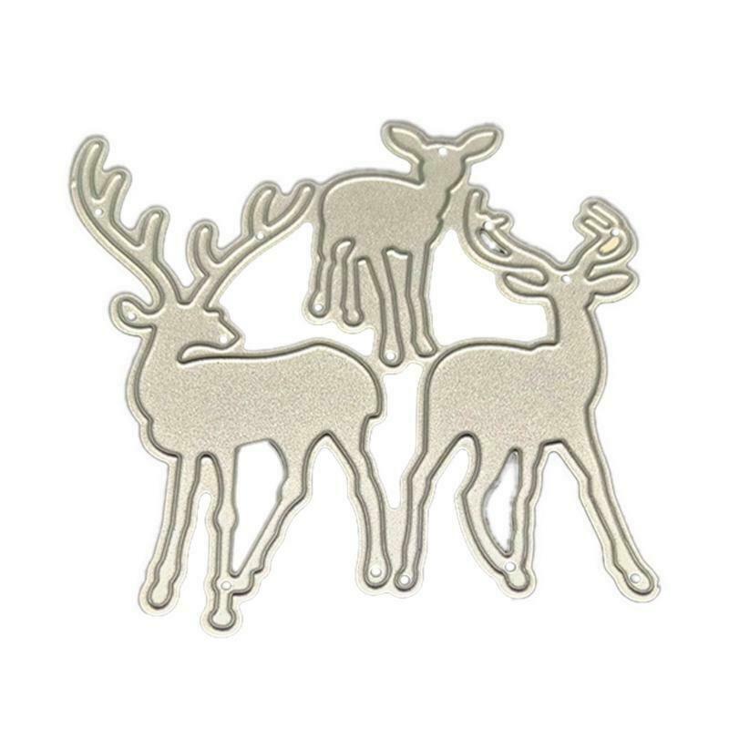 Three Christmas Deer Cutting Dies Stencil Scrapbook Album Paper Card Template