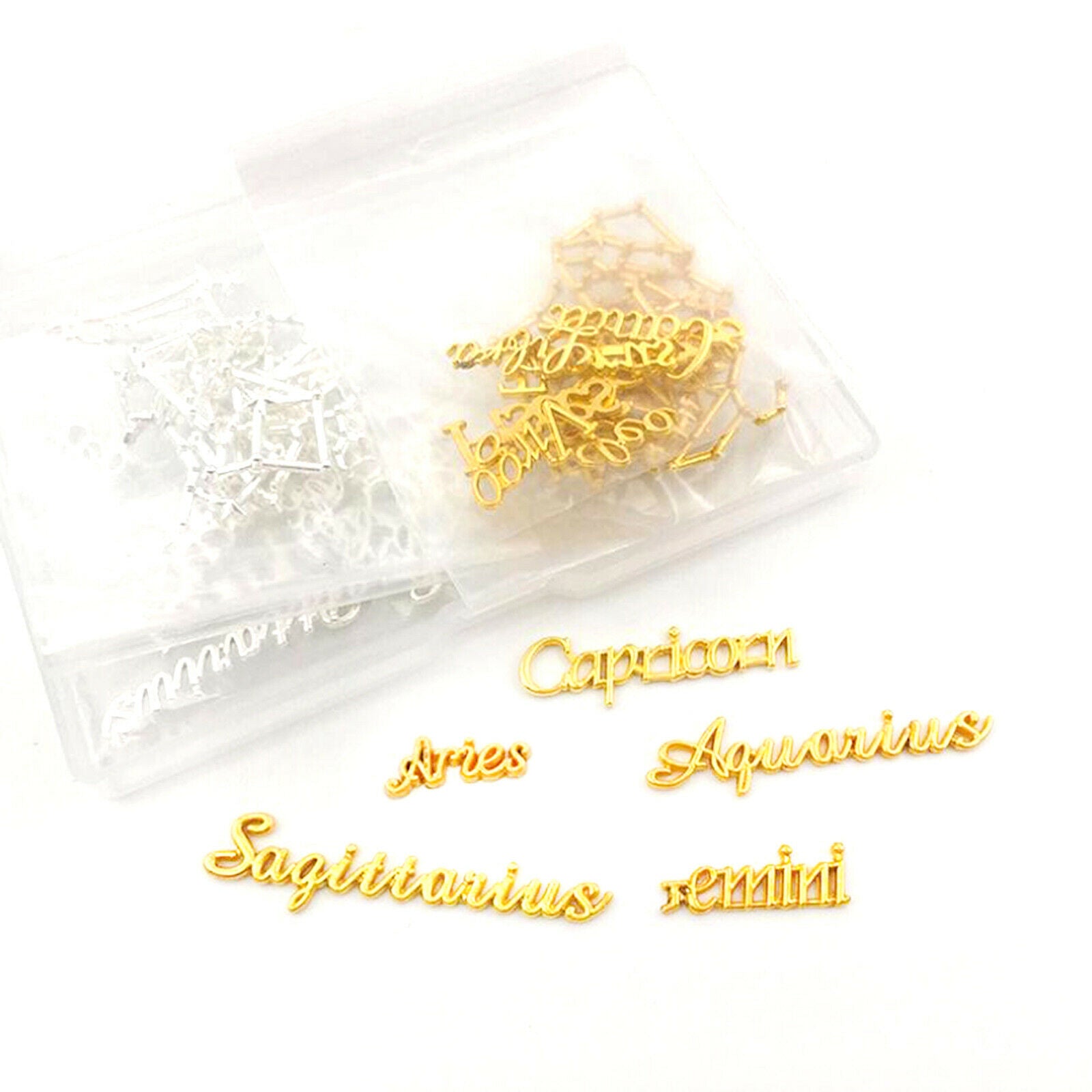 48Pcs Constellation Signs Words Charms Pendants Bezel Filling DIY Jewelry.l8