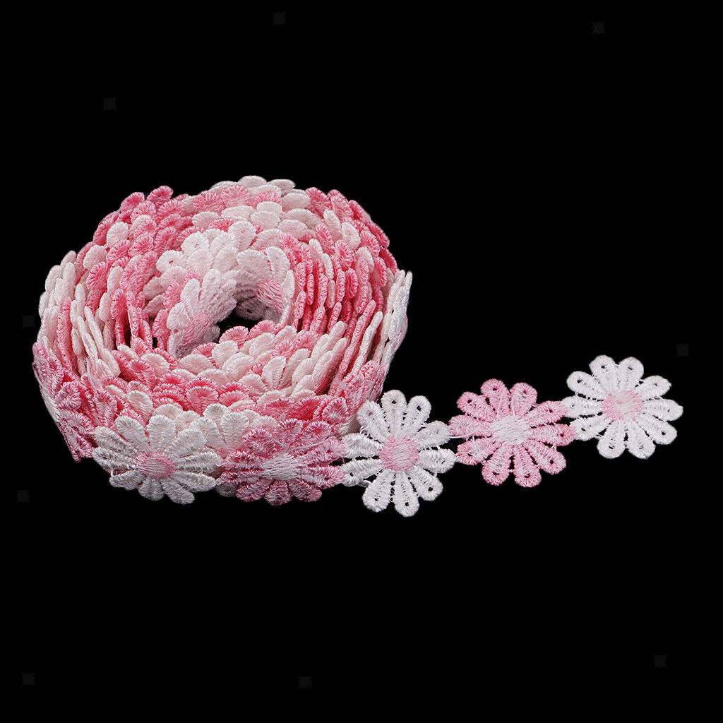 6Yd Flower Crochet Lace Trim Ribbon Embroidered Appliques Sewing Dressmaking