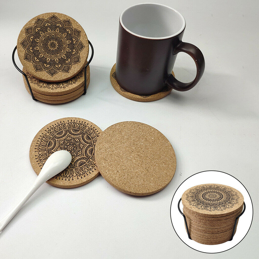 12pcs 4 Inches Heat-Resistant Cork Coasters with Holder for Home Office Bar