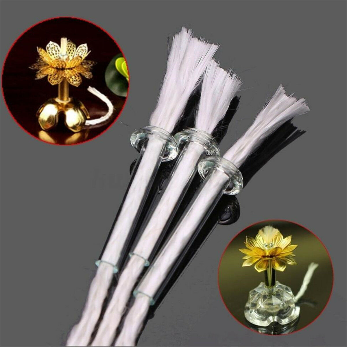 3Pcs Glass Fiber Wick With Glass Holder for Kerosen Oil Lamp Alcohol Wine Bottle