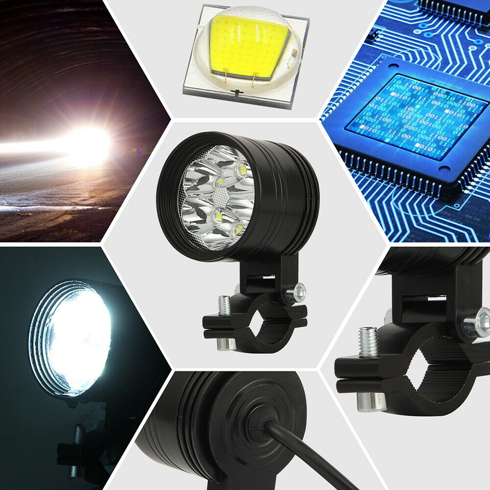 Motorcycle Front LED Spot Light Headlight Fog Driving Lamp 3 Modes Waterproof