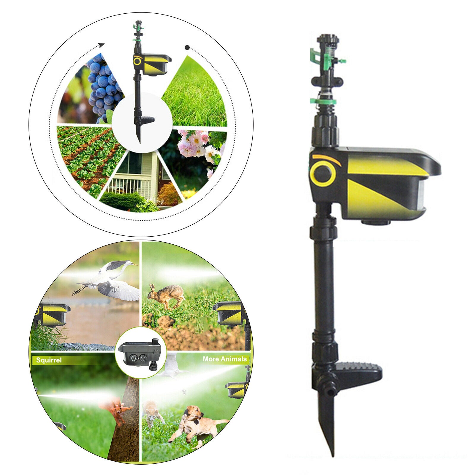 Solar Motion Activated Sprinkler Yard Animal Repellent Deer Birds Deterrent