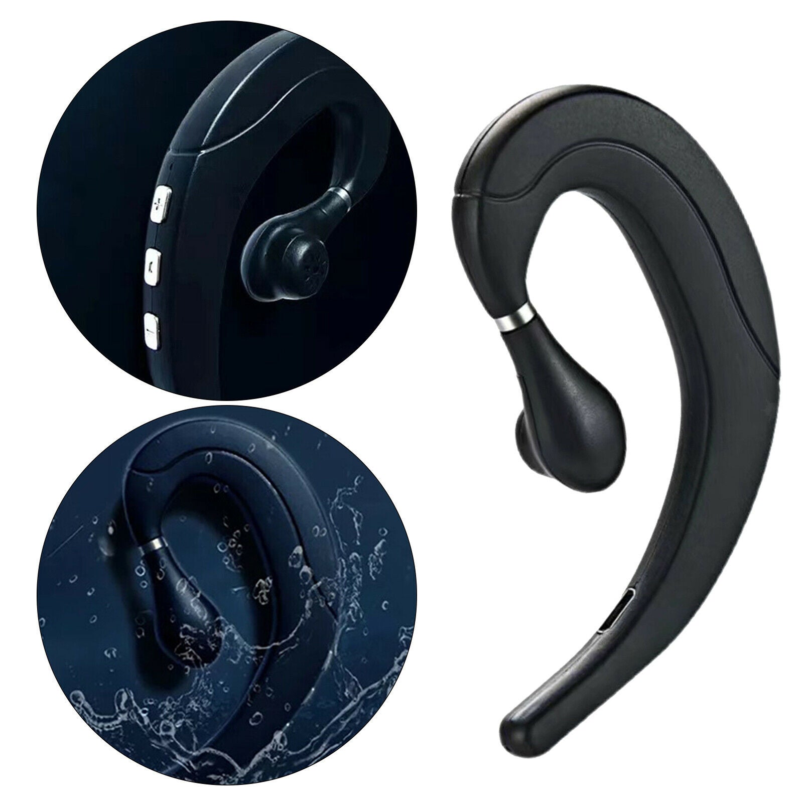 Single Bone Conduction Earpiece Hands Free Lightweight Earphone Cell Phones