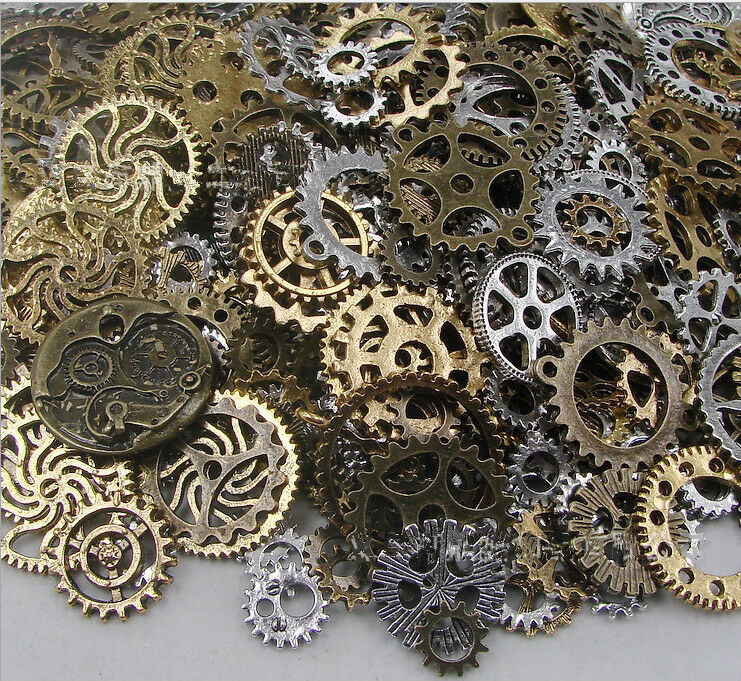 50g Watch Parts Steampunk Jewellery Art Craft Cyberpunk Cogs Gears DIY Cha.l8