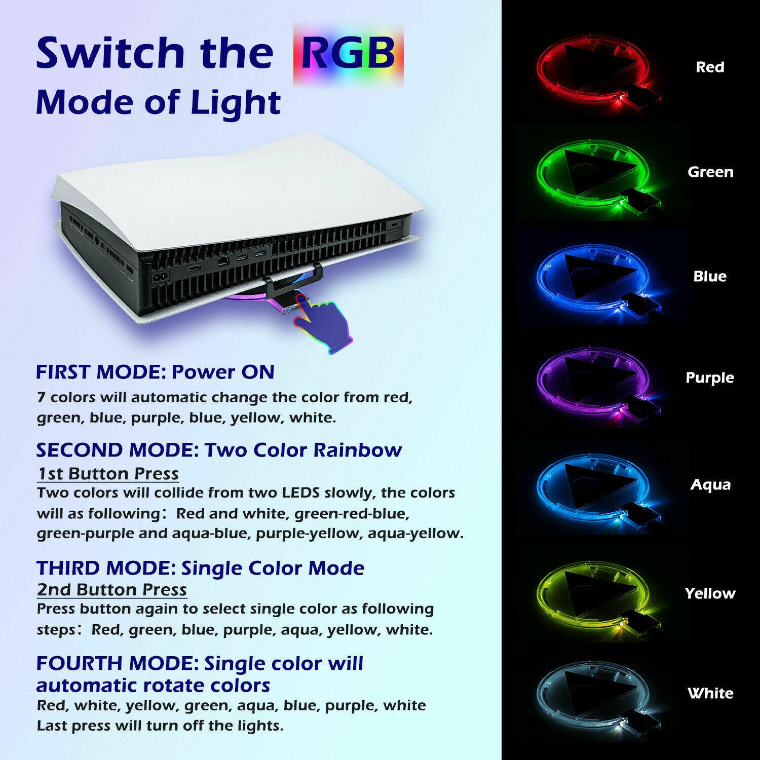 Adjustable RGB Base for PS5 Host Game Console Atmosphere LED Light Stand Props