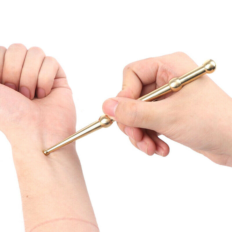1X Brass Face Eye Point Ear Reflexology Massage Pen Guasha Acupoint Detect SFCA