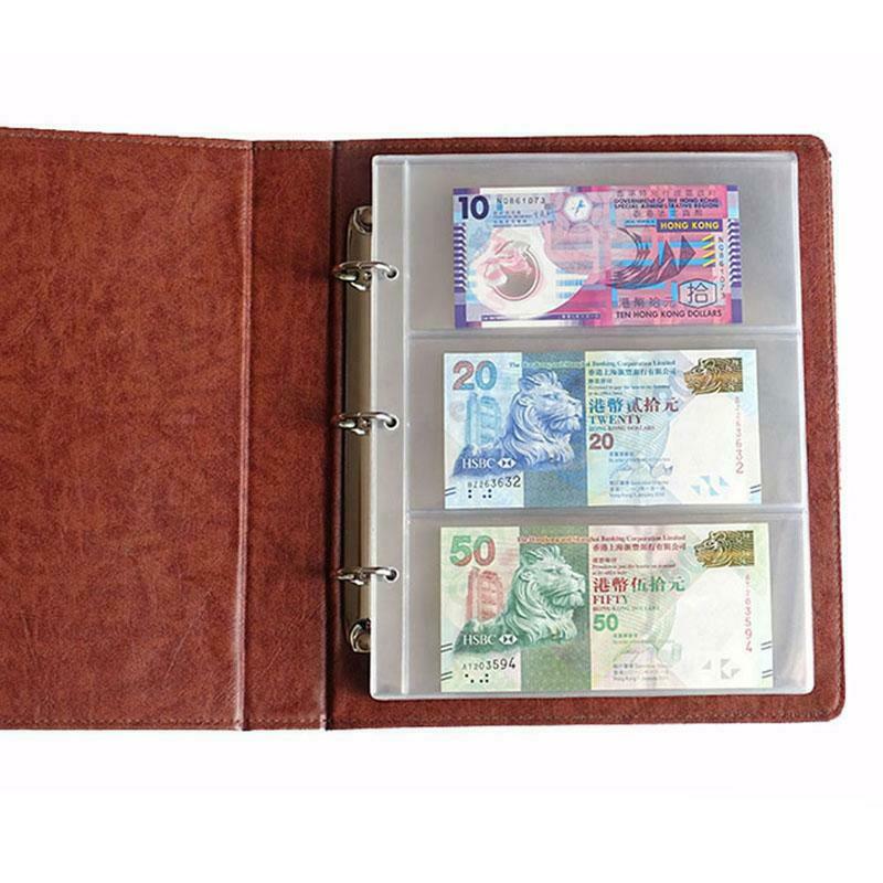 1 Album Pages 3 Pockets Money Bill Note Currency Holder PVC Collection 180x80mm