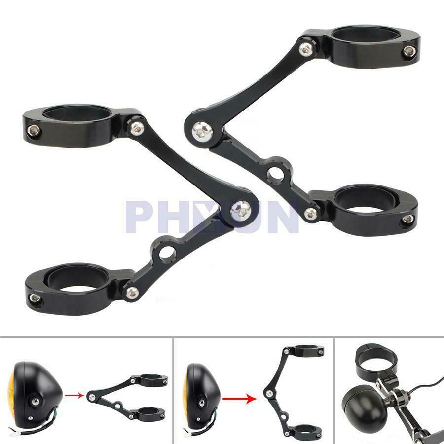 1 Pair 48mm Motorcycle Headlight Bracket with 4 Washers CNC Aluminum Oxidized