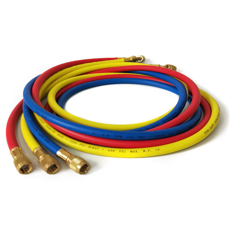 1/4"SAE Manifold Gauge HVAC AC Refrigerant Charging Hoses For R12/R134A/410A/502