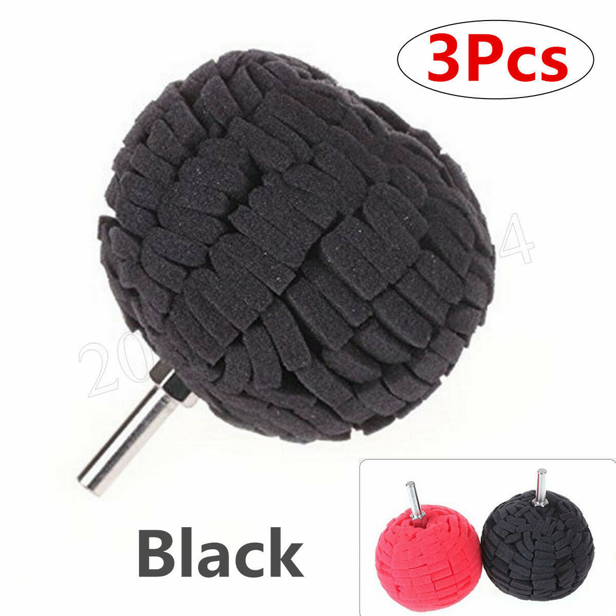 Universal 3Pcs Black 3inch (76mm) Buffing Ball Finishing Buff Polishing Pad Tool