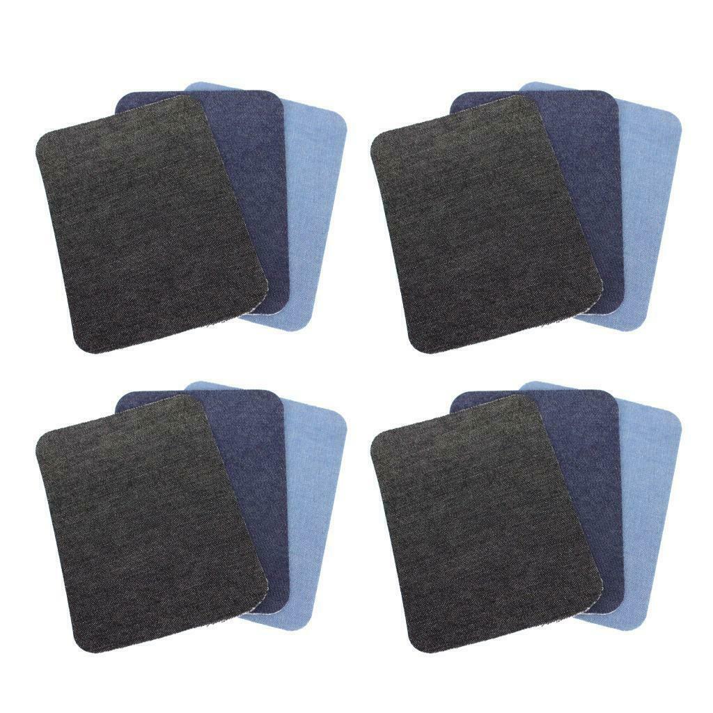 12Pcs Denim Sewing Patches Elbow No-Sew DIY Iron On Jeans Pants Decors
