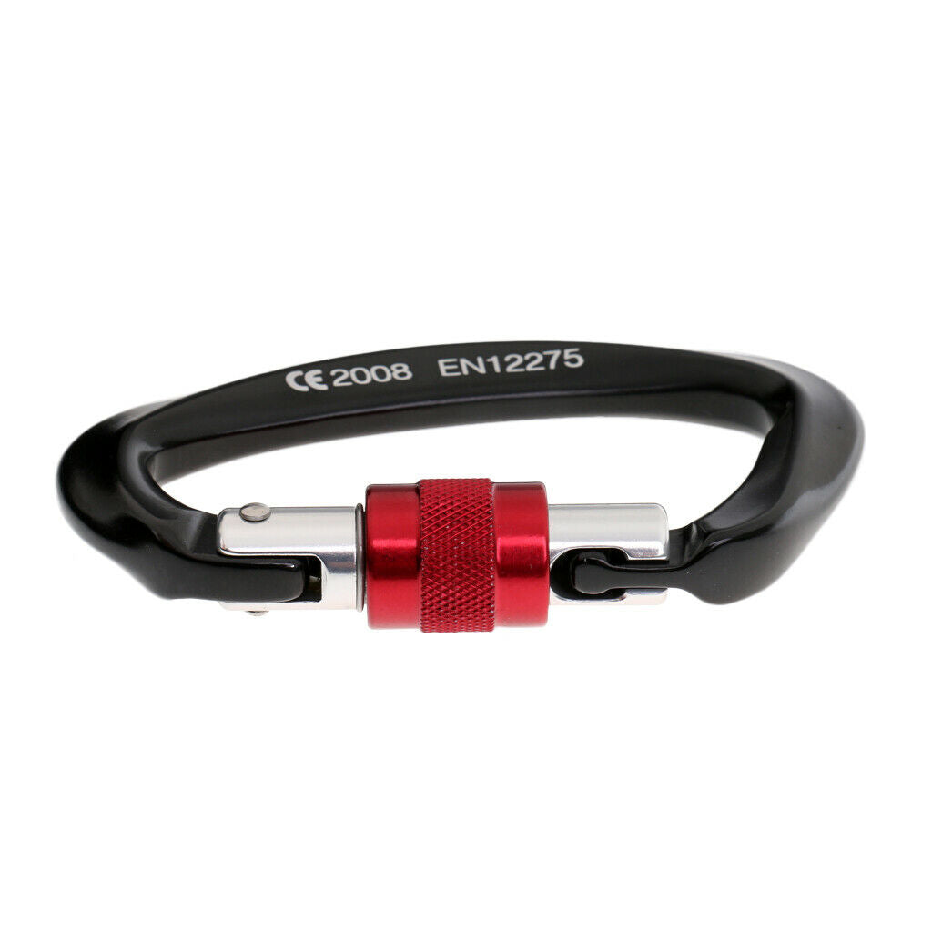 Carabiner Screw Lock Spring Link Buckle Keychain for Hiking Dog Leash Black
