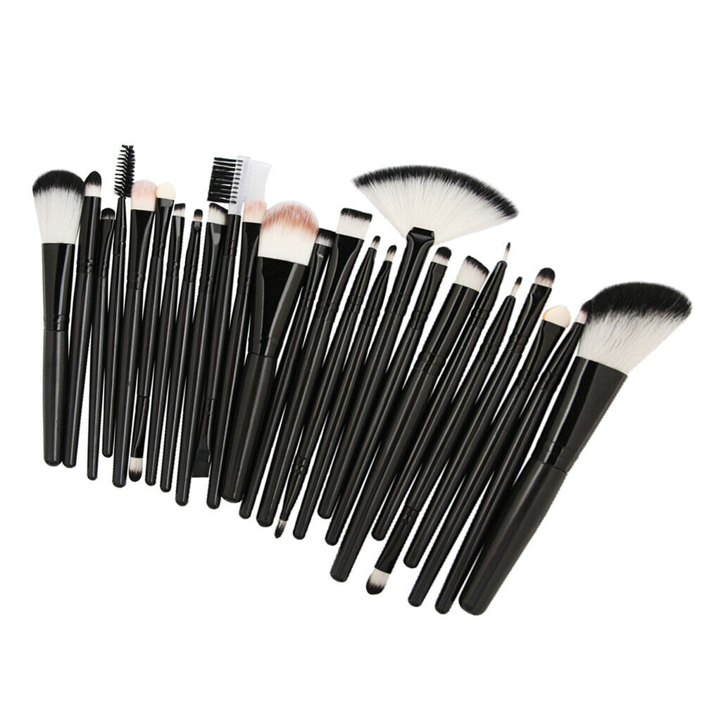 25 Pro Dense Makeup Brushes Set Powder Blending Eyelash Lips Brush Kit Black
