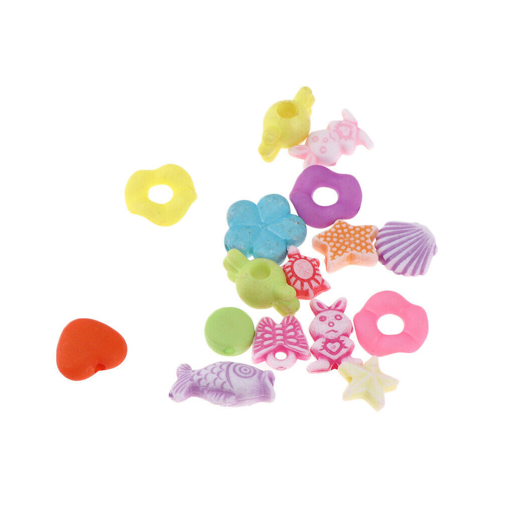 Jewelry Making Loose Beads Kids DIY Craft Colorful Acrylic Crafting Beads in Box