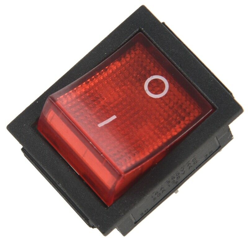 Red Light 4 Pin DPST ON/OFF Snap in Rocker Switch 15A/250V 20A/125V AC 28x22mmW6
