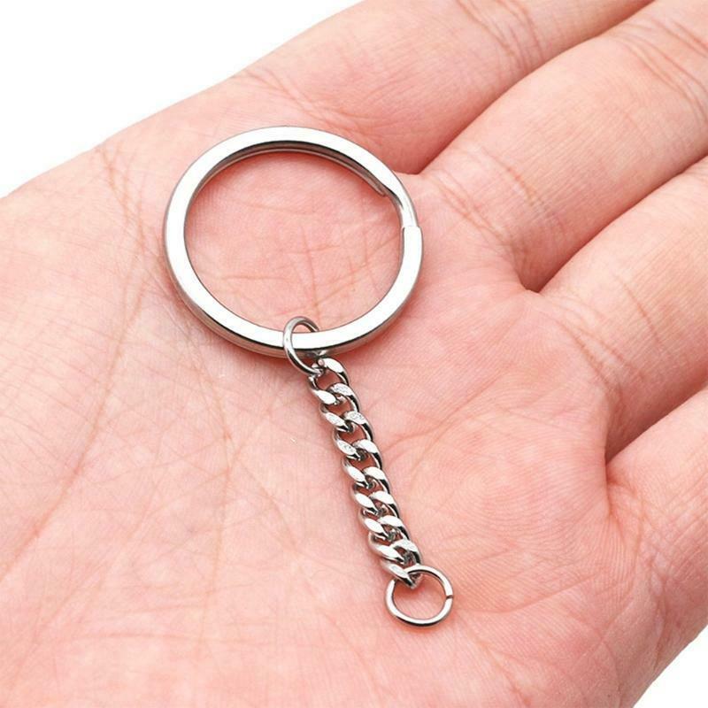 Round Key Keyring Split Ring Stainless Steel Chain Ring Circular Keychain Loops