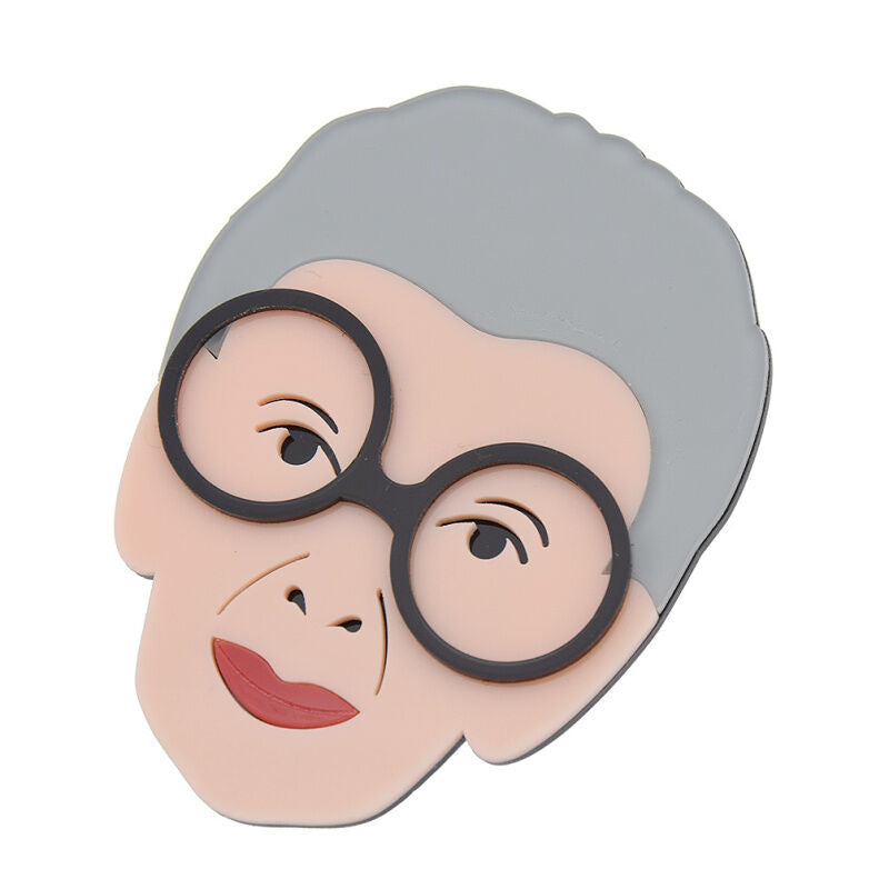 Cartoon Old Granny Portrait Brooch Pin Acrylic Jewelry Gift Clothes Bag Decor