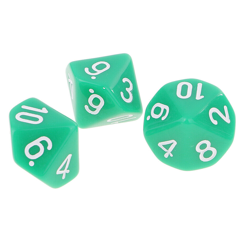 2X 10x Dice Polyhedral Dices Accessory Toys Table Games Gift Props Light Green