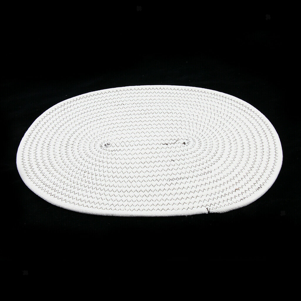 30*40cm Cotton Braided Round Table Placemat Thermal Insulation Mat White