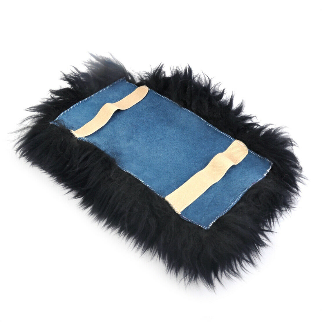 Black Car Sheepskin Wool Center Console Armrest Box Cover Durable Pad Cushion An