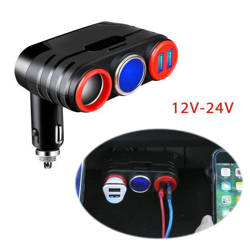 Dual USB 12V-24V Car Charger Adapter Fast Charge Cigarette Lighter Mounting 120W