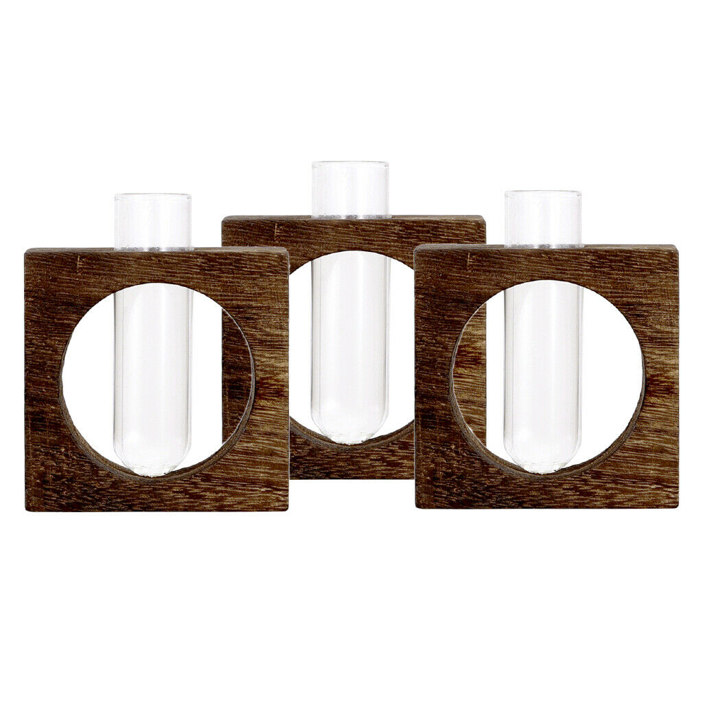 3pcs Tabletop Test Tube Glass Vase Hydroponic Plants Planter Flowerpot