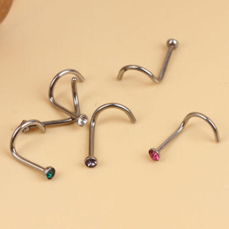 Reliable Mix Colors Rhinestone Nose Studs Screw Ring Bone Bar Body Pierci.l8
