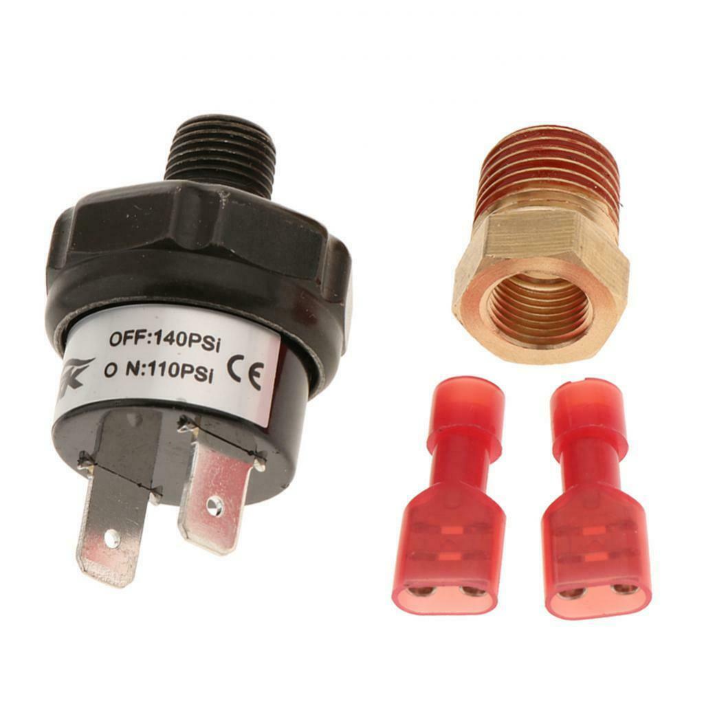 12V Compressor Air Tank Pressure Switch 110 PSI ON and 140 PSI OFF, Black