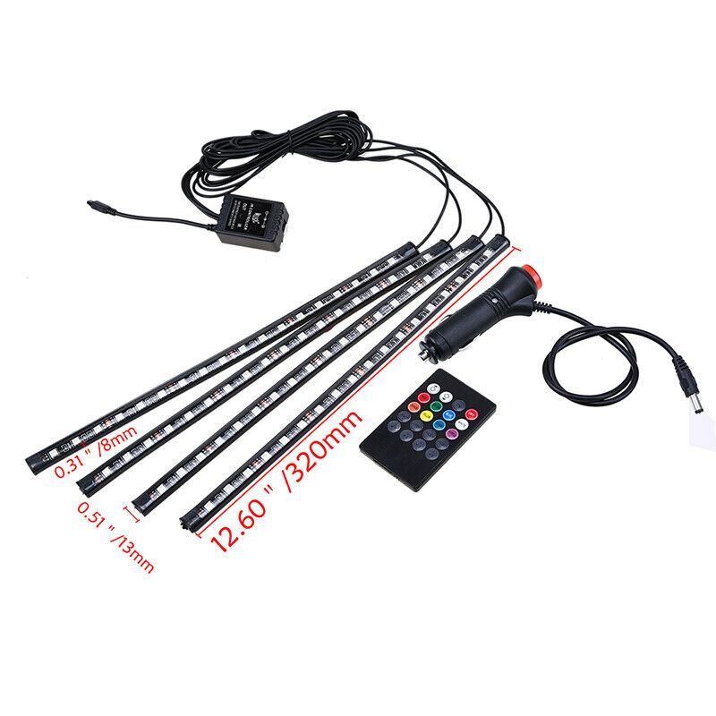 4X LED Car USB Charge Interior Accessories Floor Decor tmosphere Lamp Light