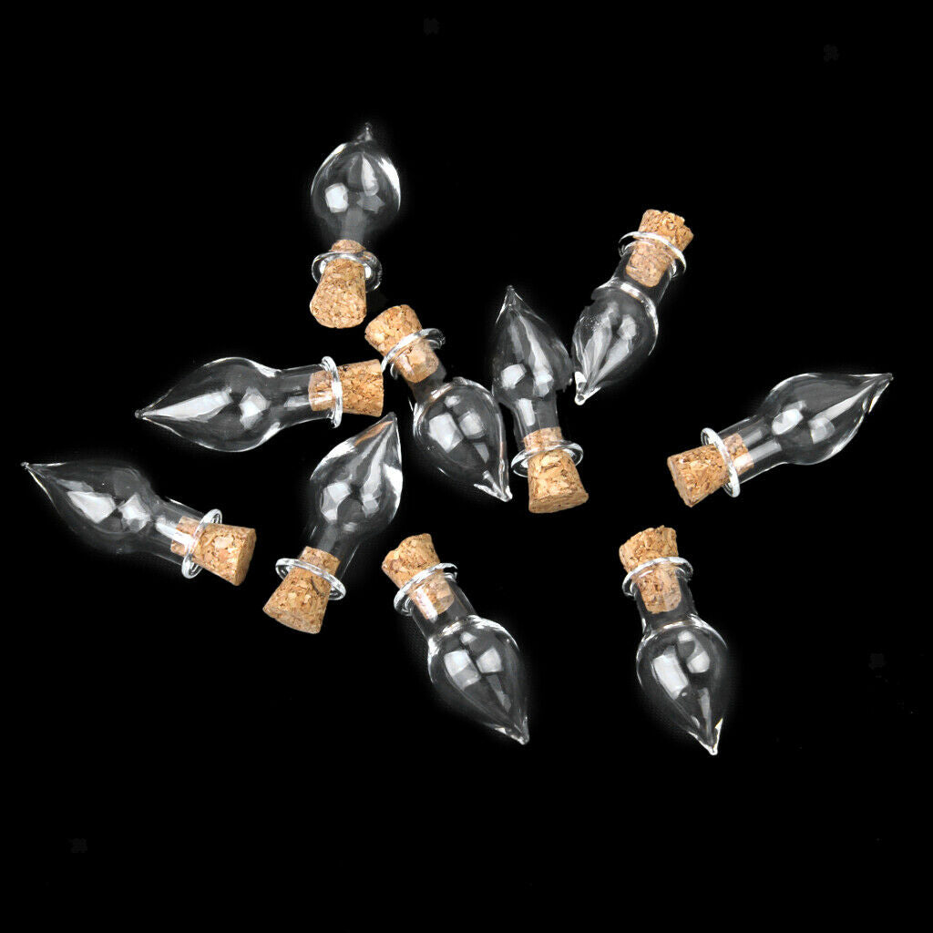 20pcs Mini Fancy Empty Clear Glass Bottle Wishing With Cork Necklace Pendant