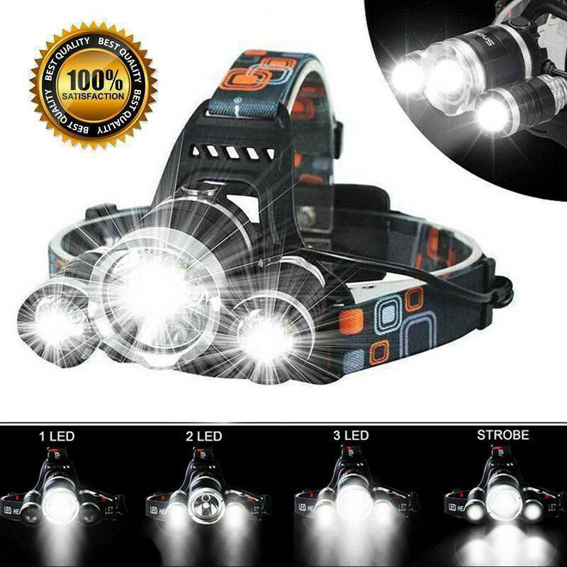 900000Lumens T6 LED Zoomable Headlamp Rechargeable Headlight Head Light US