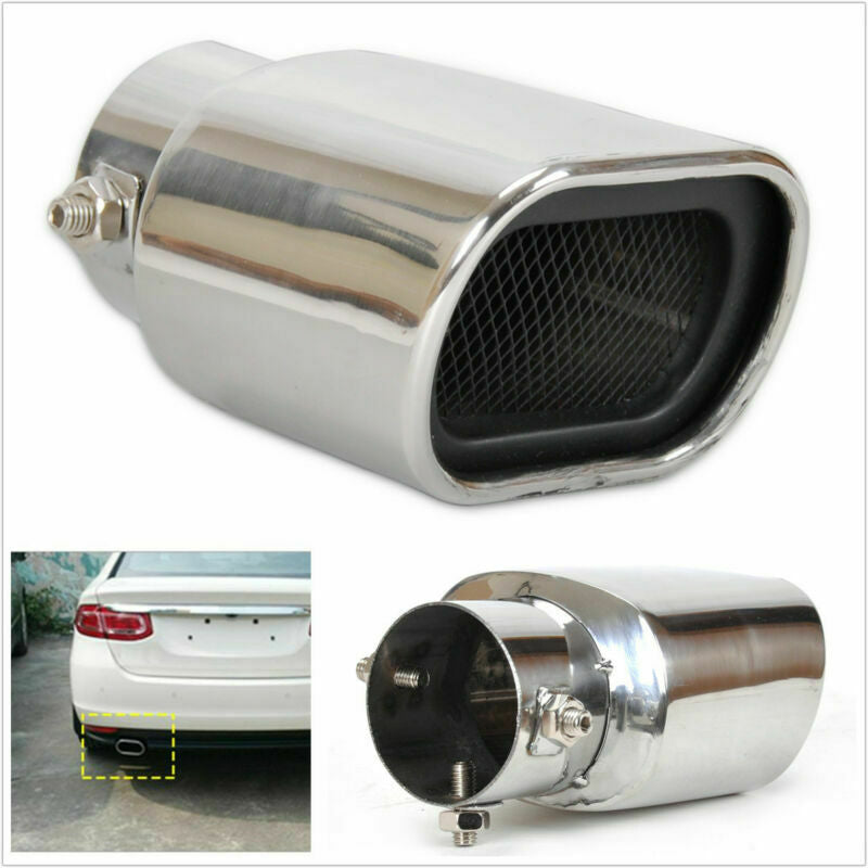 1x Universal Stainless Steel Car Straight Exhaust Pipe Tip End Tail Muffler 63mm