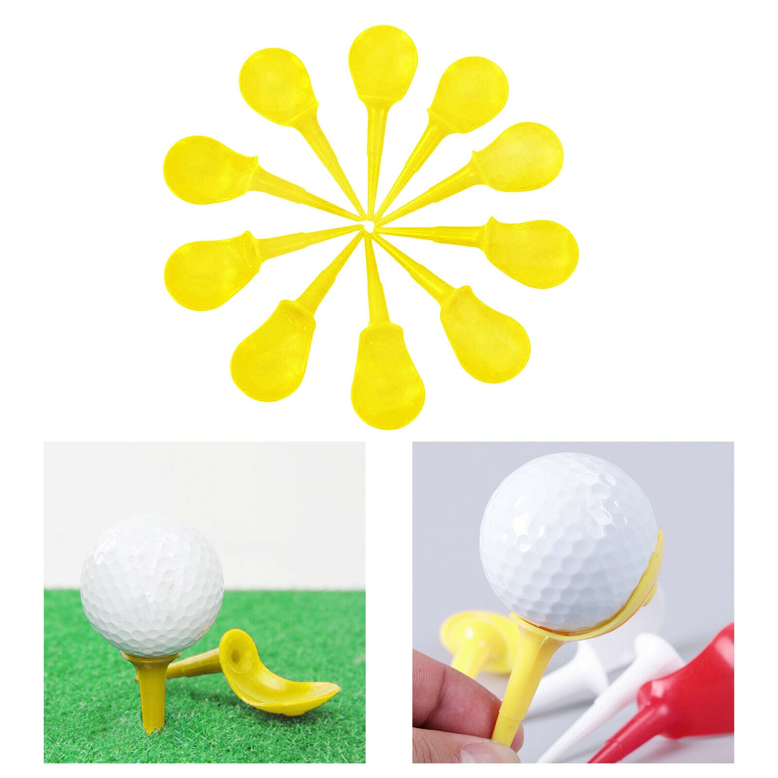 10Pieces Golf Tees Unbreakable Driving Range Training Beginners Yellow