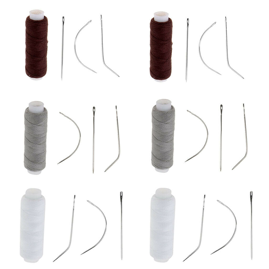 6pcs Professional Weaving Thread and 3 Types 18 Pieces Needles For Weft Hair