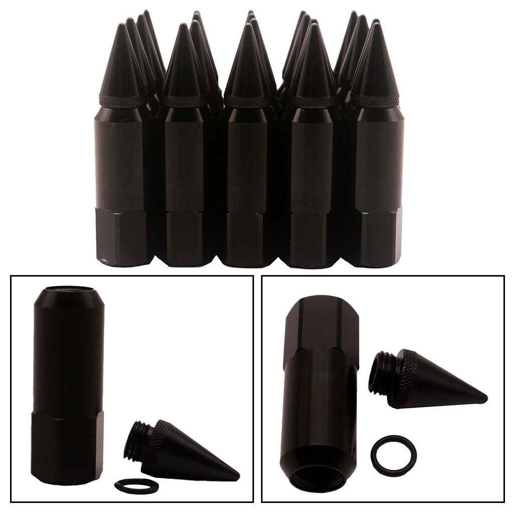 20Pcs Black Racing Car Wheel/Rims Hub Lug Nuts w/Spikes 60mm Car-Styling