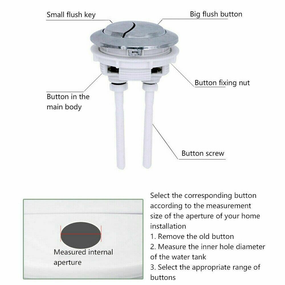 38mm Dual Push Toilets Flush Button Toilet Tank Button with Thread Diameter