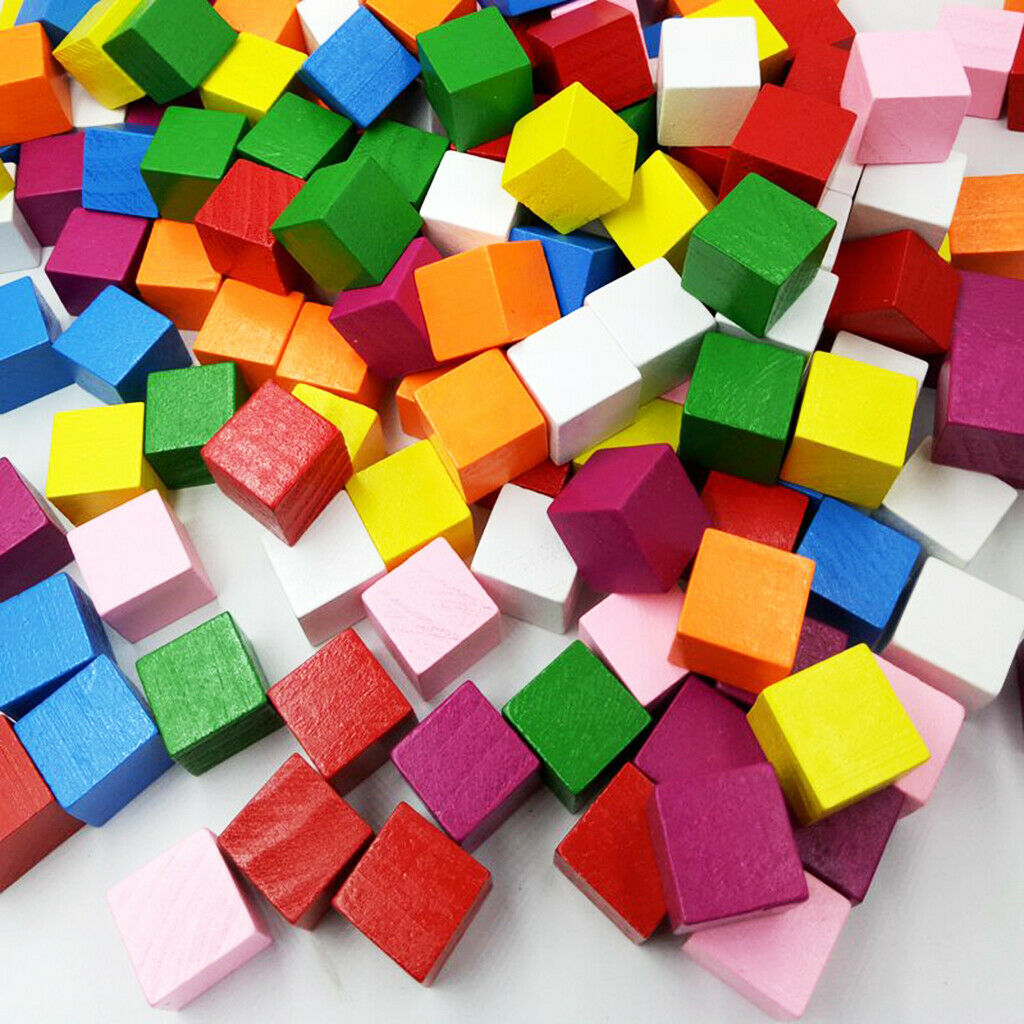 50pcs Assorted Wood Blocks Cube Embellishments For Scrapbooking DIY 15mm