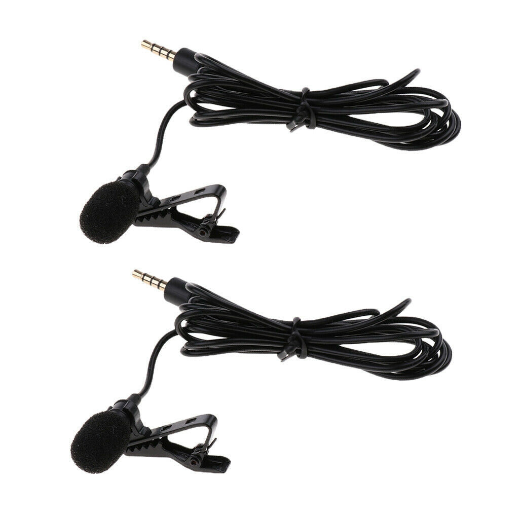 2x Omnidirectional 3.5mm Lavalier Tie Clip Tie Clip for Smartphone
