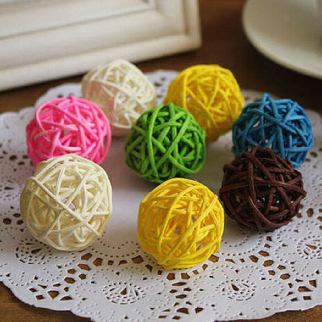 10Pcs 3cm Handmade Wicker Rattan Balls Wedding Party Table Decorative Crafts
