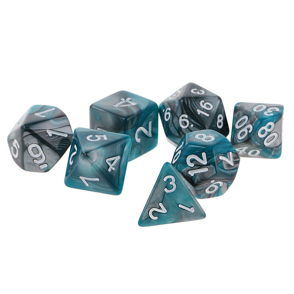 7 dice polyhedral dice for DND RPG MTG Casino Green