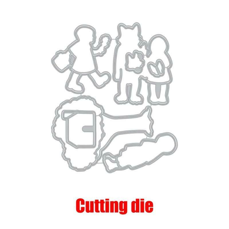 2Pcs Fairy Tale Little Girls Clear Silicone Stamps Metal Cutting Dies Stencil