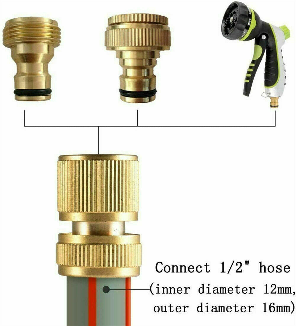 1/2" Brass Garden lawn Water Hose pipe fitting Connector tap adaptor 12mm AU