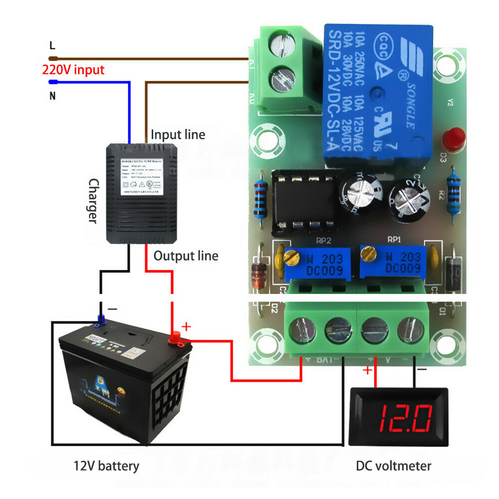 12V Battery Charging Control Board XH-M601 Intelligent Charger Power Panel